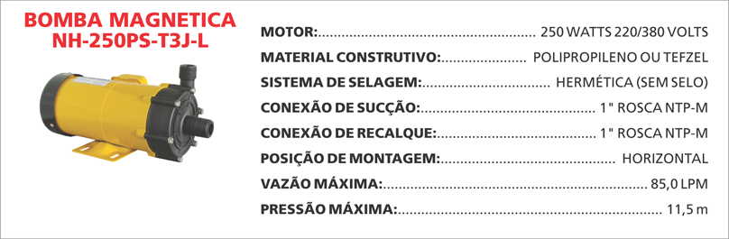 BombaMagneticaNH250PST3JL Maximize a segurança e a eficiência com as bombas magnéticas Maxmag da Bomax. Ideal para líquidos corrosivos ou perigosos.