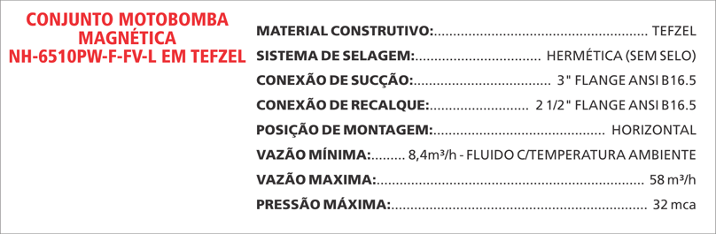 BombaMagneticaNH6510PWFFVL Maximize a segurança e a eficiência com as bombas magnéticas Maxmag da Bomax. Ideal para líquidos corrosivos ou perigosos.