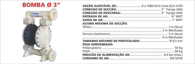 BombaPneumatica3PP As bombas pneumáticas Maxpneumatic da Bomax oferecem desempenho superior e confiabilidade em qualquer aplicação industrial. Saiba mais.