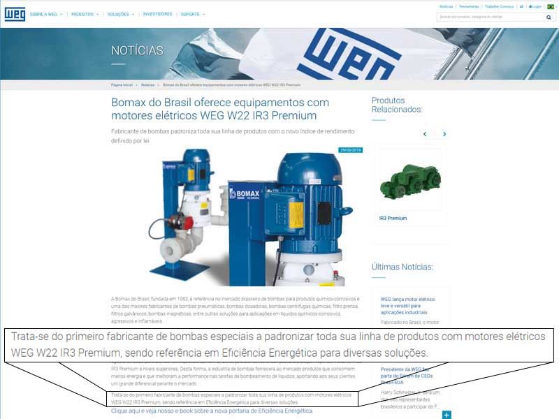 BOMAX oferece equipamentos com motorização elétrica de ALTO RENDIMENTO IR3 (PREMIUM).